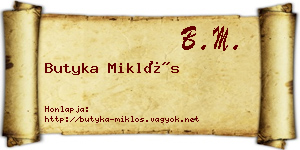 Butyka Miklós névjegykártya